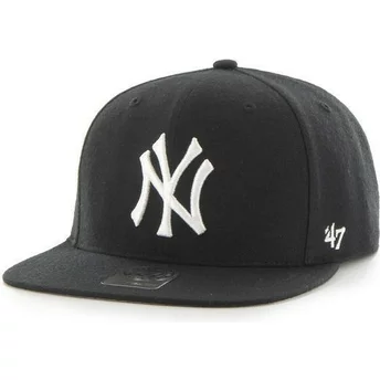 Płaska czapka czarna snapback gładki MLB New York Yankees 47 Brand