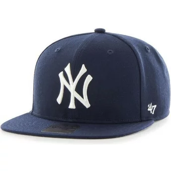 Płaska czapka ciemnoniebieska snapback gładki MLB New York Yankees 47 Brand