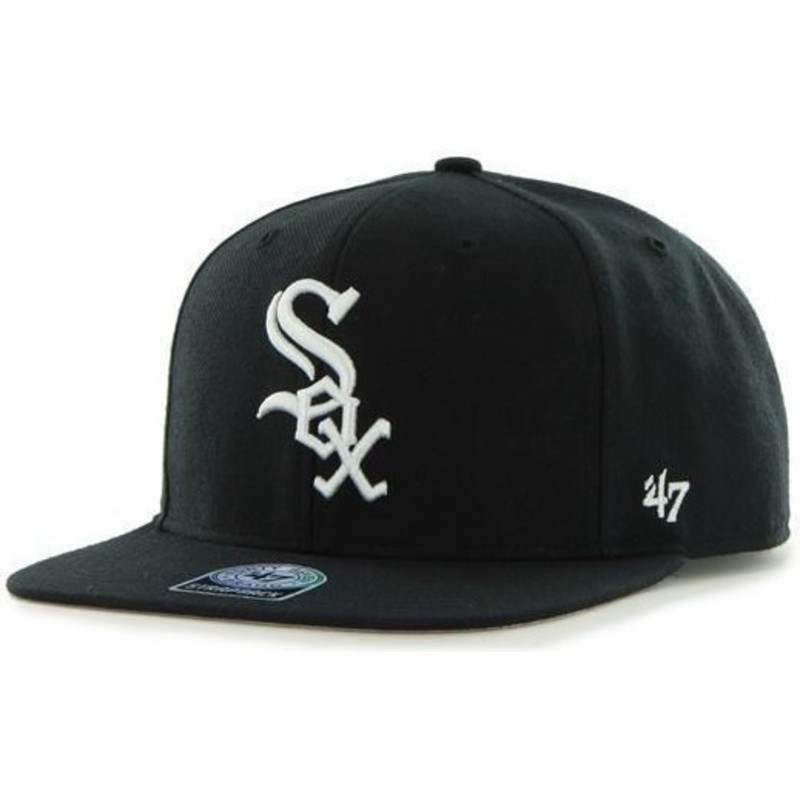 plaska-czapka-czarna-snapback-gladki-z-logo-boczny-mlb-chicago-white-sox-47-brand