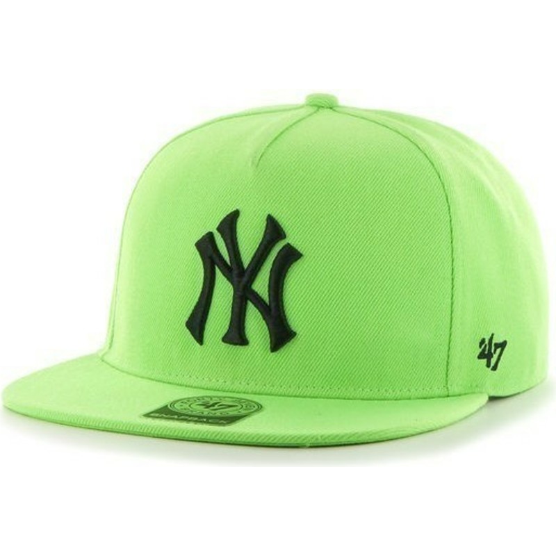 plaska-czapka-zielona-z-czarnym-logo-snapback-gladki-mlb-new-york-yankees-47-brand