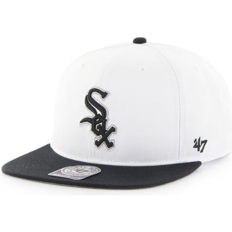 plaska-czapka-biala-snapback-gladki-z-logo-boczny-mlb-chicago-white-sox-47-brand