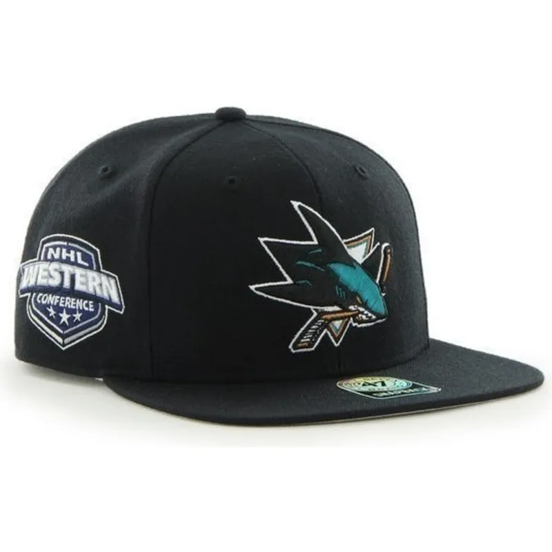 czapki-plana-czarny-snapback-san-jose-sharks-nhl-47-brand