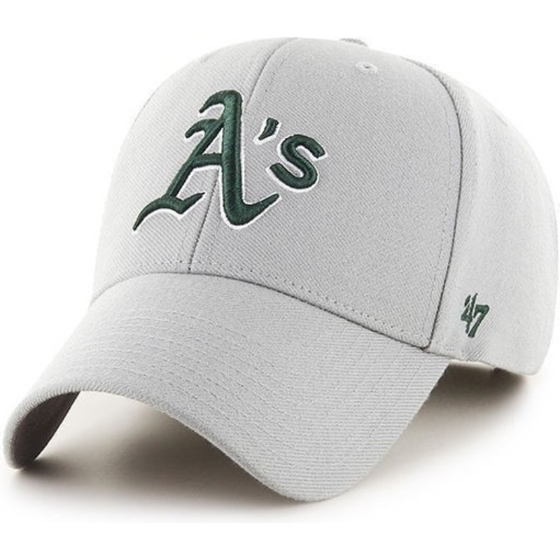 czapka-z-wygietym-daszkiem-szara-gladki-mlb-oakland-athletics-47-brand