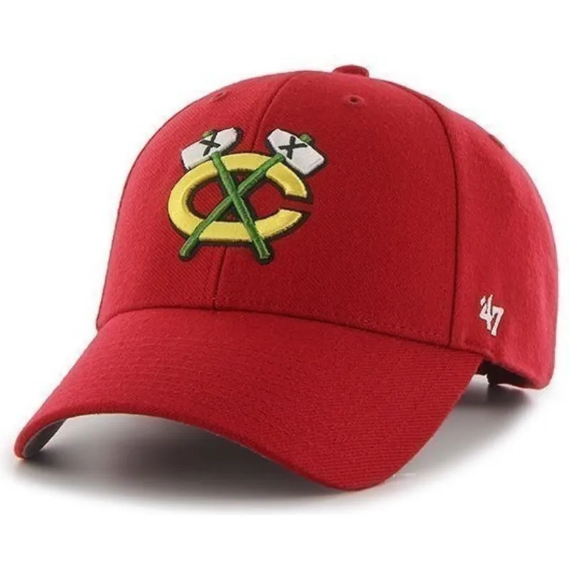 czapki-curva-czerwony-tasma-regulowana-chicago-blackhawks-nhl-47-brand