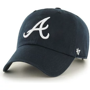 Czapka z wygiętym daszkiem ciemnoniebieska z logo czołowy MLB Atlanta Braves 47 Brand