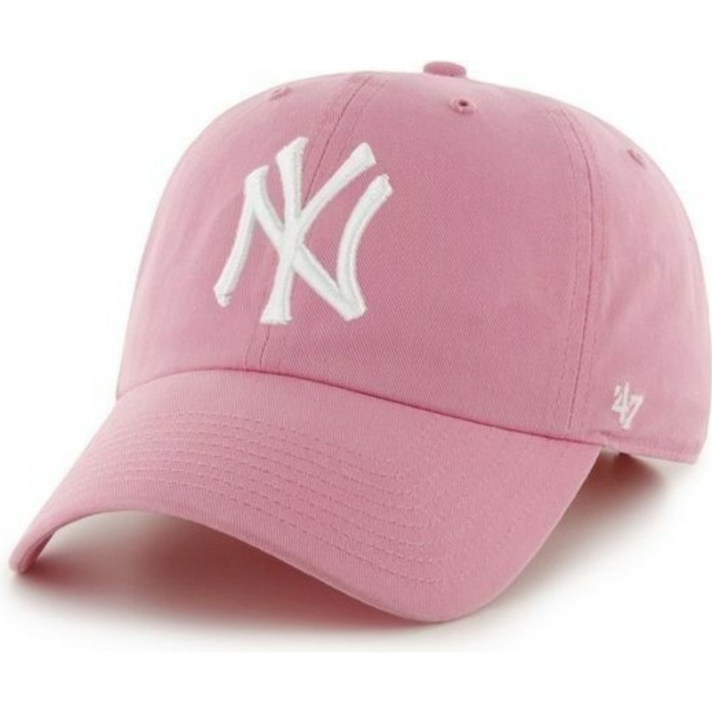 czapka-z-wygietym-daszkiem-rozowa-z-logo-czolowy-duzy-mlb-new-york-yankees-47-brand