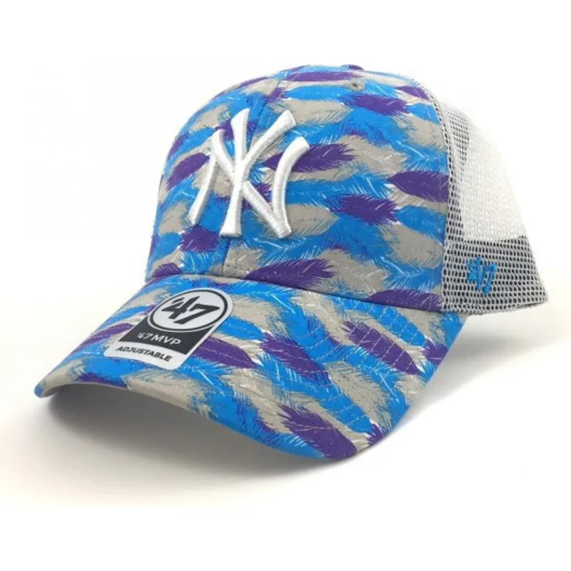 czapki-curva-niebieski-snapback-estampado-de-hojas-new-york-yankees-mlb-47-brand
