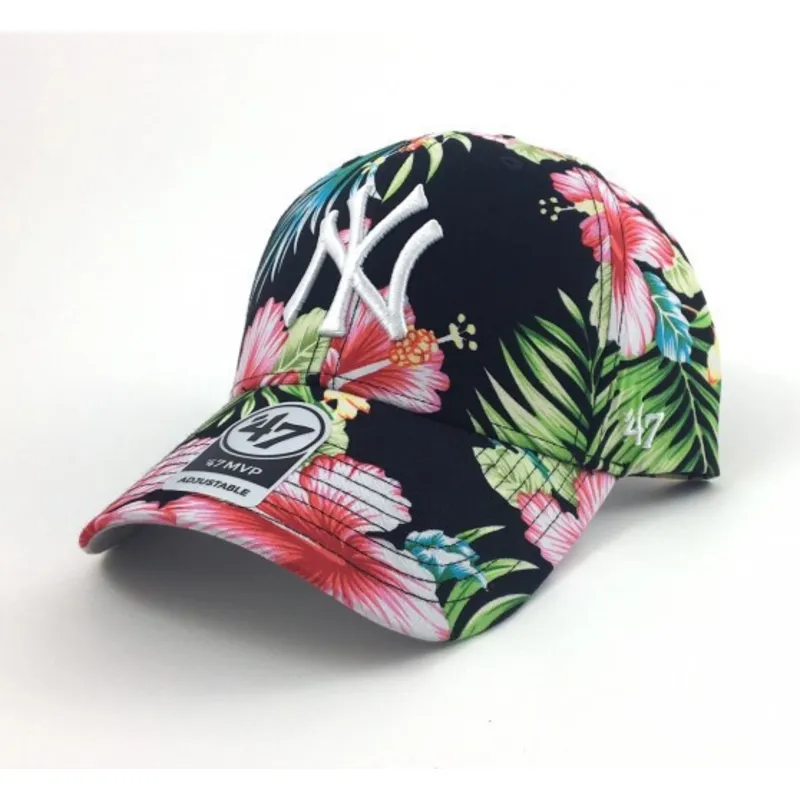 czapki-curva-wielokolorowy-tasma-regulowana-estampado-de-flores-new-york-yankees-mlb-47-brand