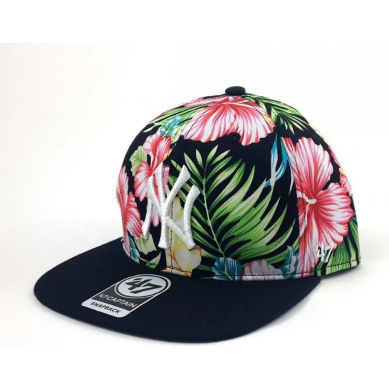 czapki-plana-wielokolorowy-snapback-estampado-de-flores-new-york-yankees-mlb-47-brand