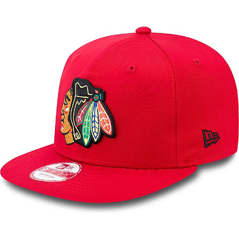 czapki-plana-czerwony-snapback-9fifty-cotton-block-chicago-blackhawks-nhl-new-era
