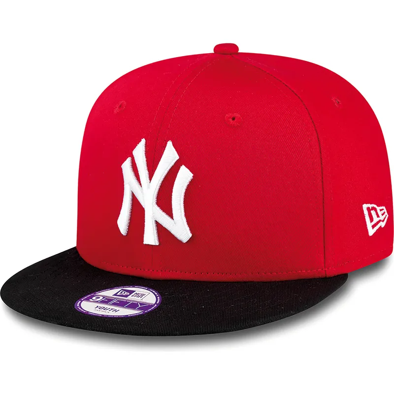 czerwona-plaska-czapka-snapback-dla-dzieci-9fifty-cotton-block-new-york-yankees-mlb-od-new-era